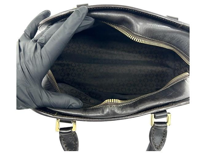 Céline CELINE Vintage Triomphe Logo Geprägte Leder Handtasche Braun - Ansicht 9