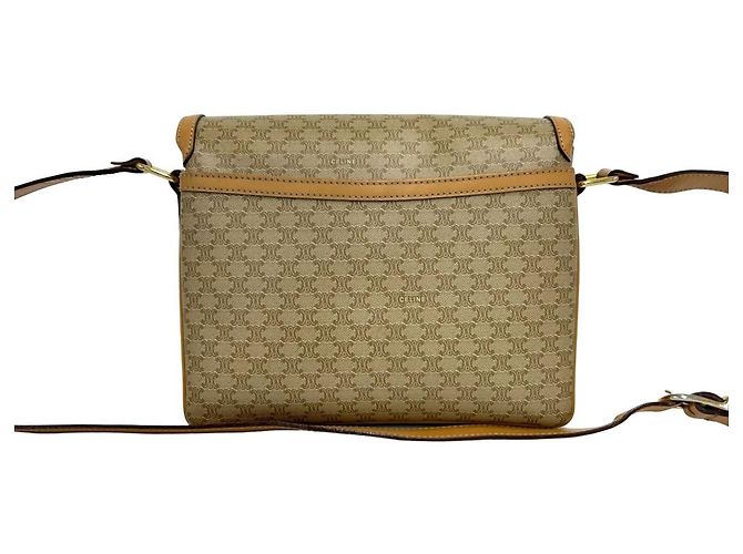 Céline Bolso de hombro de cuero Celine Macadam Blazon Logo Pattern Castaño Beige - vista 3