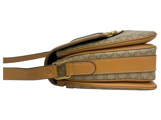 Céline Bolso de hombro de cuero Celine Macadam Blazon Logo Pattern Castaño Beige - vista 5