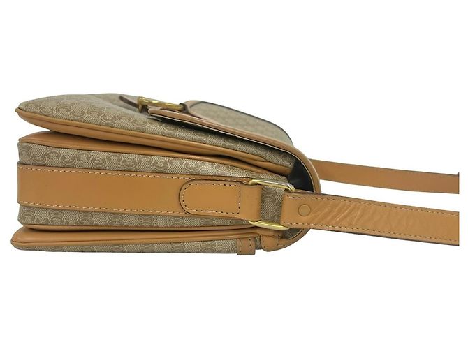 Céline Bolso de hombro de cuero Celine Macadam Blazon Logo Pattern Castaño Beige - vista 6