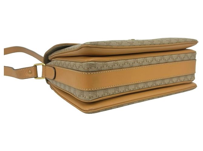 Céline Bolso de hombro de cuero Celine Macadam Blazon Logo Pattern Castaño Beige - vista 7
