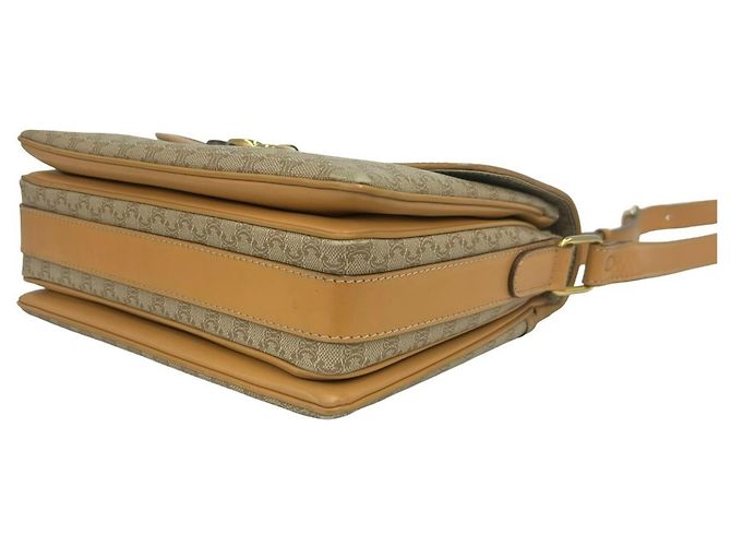 Céline Bolso de hombro de cuero Celine Macadam Blazon Logo Pattern Castaño Beige - vista 8