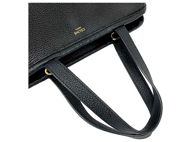 Céline Celine Small Fold Cabas Logo Leather Shoulder Bag Black - view 4