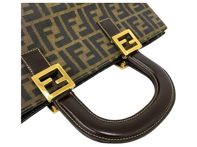 FENDI Vintage Zucca FF Logo Pattern Tote Bag Braun Schwarz - Ansicht 4