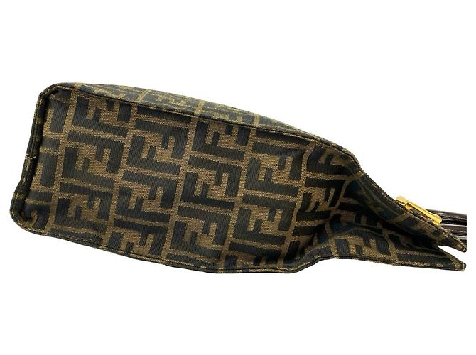 FENDI Vintage Zucca FF Logo Pattern Tote Bag Braun Schwarz - Ansicht 6