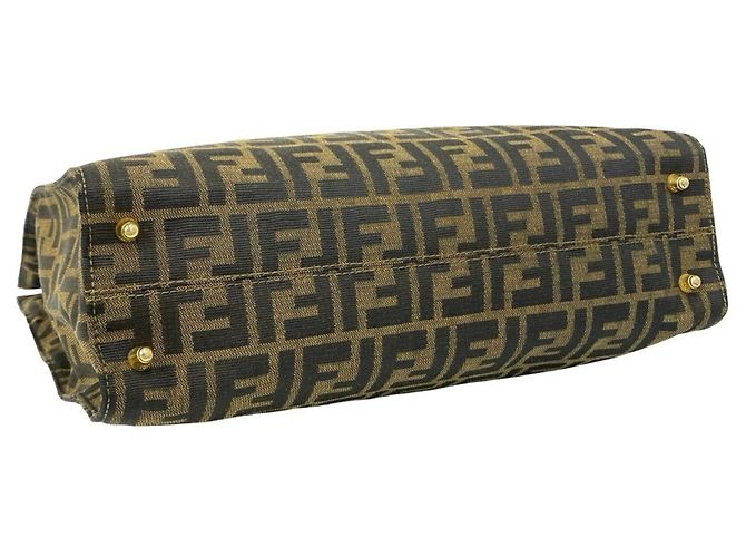 FENDI Vintage Zucca FF Logo Pattern Tote Bag Braun Schwarz - Ansicht 7