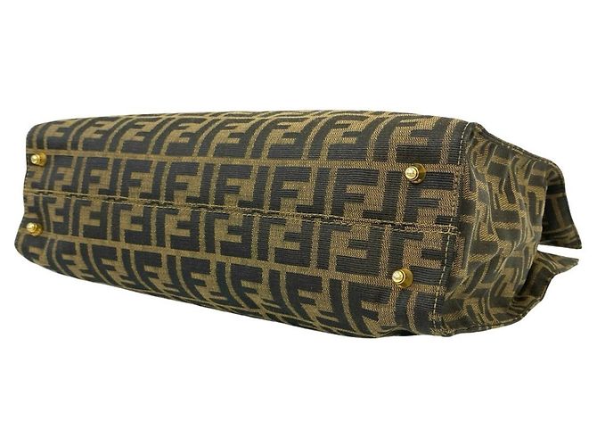 FENDI Vintage Zucca FF Logo Pattern Tote Bag Braun Schwarz - Ansicht 8