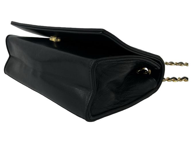 Bolsa de ombro Chanel Matelassé em pele de cordeiro preta Preto - vista 8