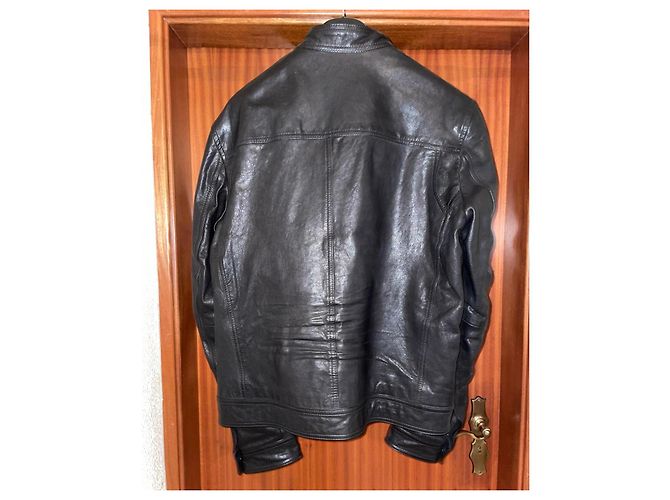 Giacca in pelle stile biker Hugo Boss Nero - vista 2