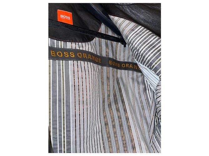 Giacca in pelle stile biker Hugo Boss Nero - vista 5