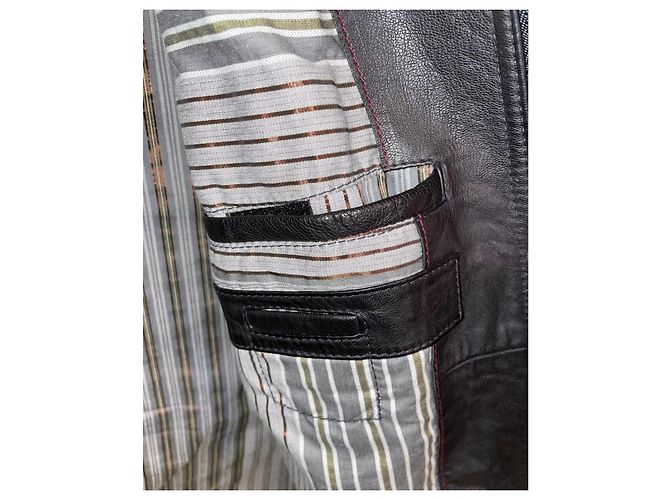 Giacca in pelle stile biker Hugo Boss Nero - vista 6