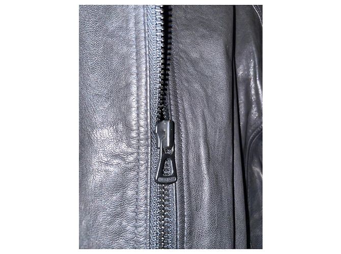Giacca in pelle stile biker Hugo Boss Nero - vista 7