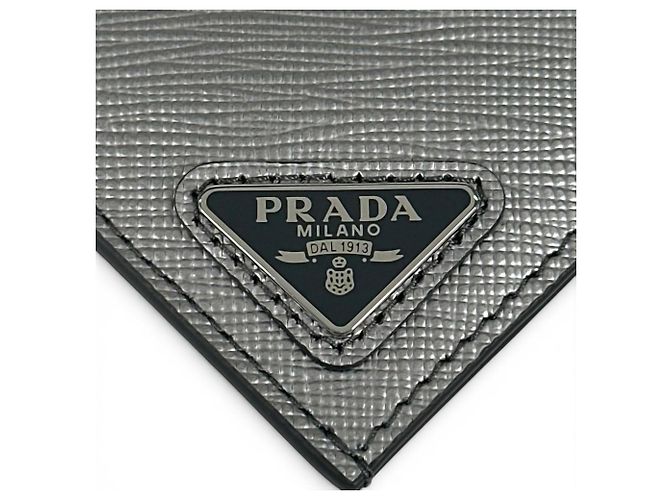 Prada Kartenetui aus Saffiano-Leder Silber - Ansicht 7