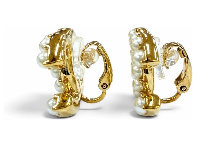 Orecchini a clip Chanel dorati con perla eco e strass D'oro - vista 3