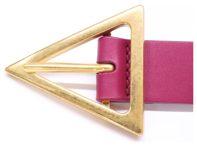 Cinturón de piel Bottega Veneta con hebilla triangular Púrpura - vista 4