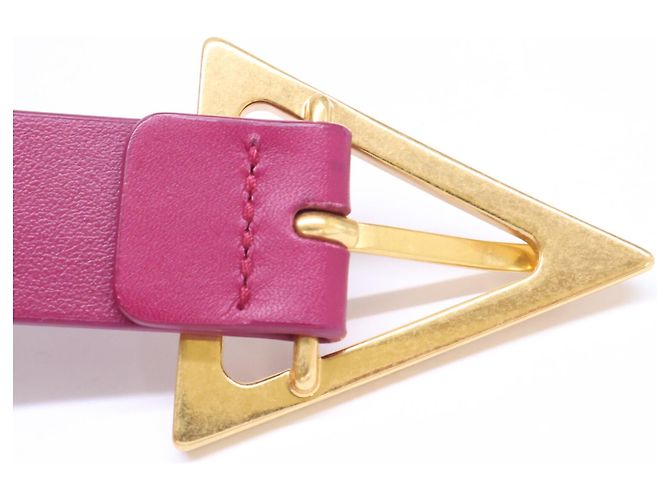 Cinturón de piel Bottega Veneta con hebilla triangular Púrpura - vista 5