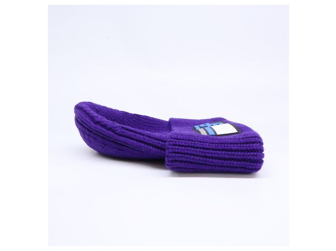 Gorro de punto de lana morado Prada Púrpura - vista 4