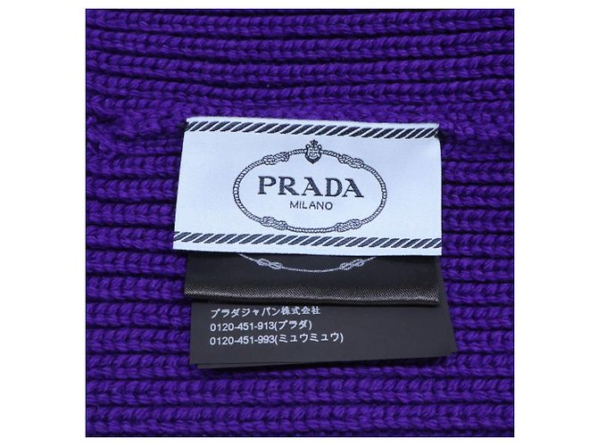 Gorro de punto de lana morado Prada Púrpura - vista 7