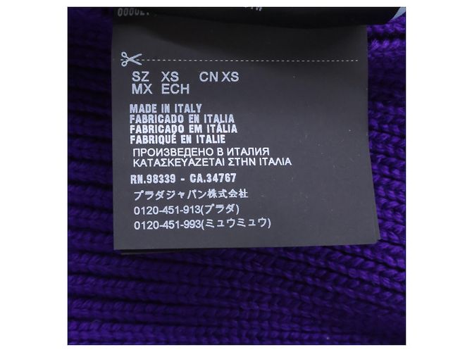 Gorro de punto de lana morado Prada Púrpura - vista 8