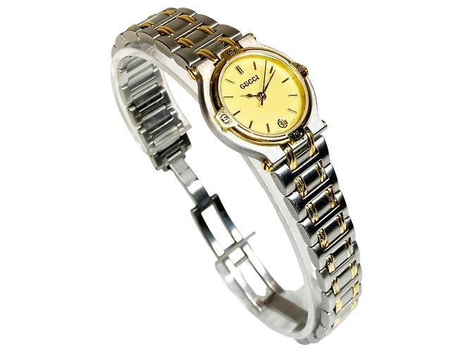 Reloj de pulsera Gucci de acero inoxidable con esfera dorada - vista 3