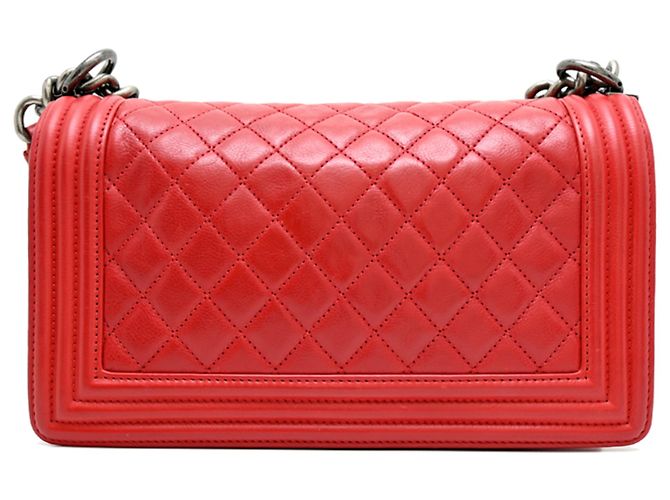 Le Boy Bolsa de Ombro Chanel Boy 25 com Corrente Vermelho - vista 2