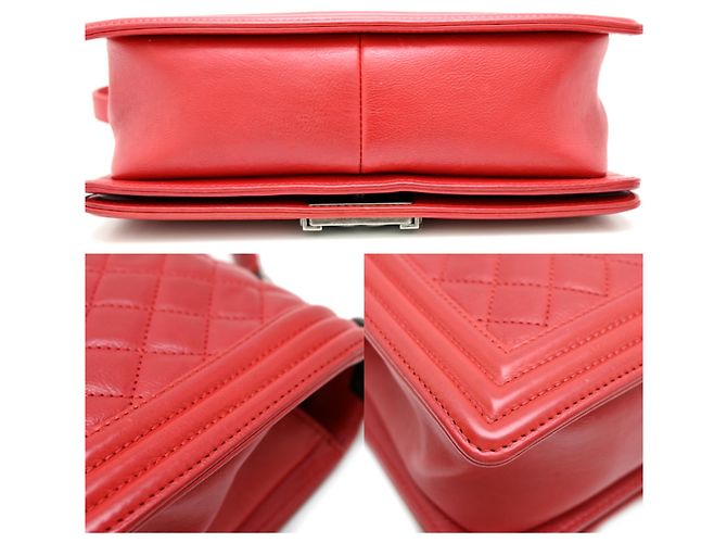 Le Boy Bolsa de Ombro Chanel Boy 25 com Corrente Vermelho - vista 8