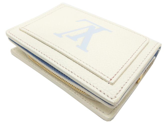 Louis Vuitton Portefeuille Claire Bi-fold Wallet Bianco Blu - vista 4