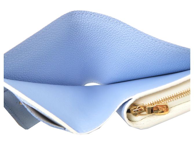 Louis Vuitton Portefeuille Claire Bi-fold Wallet Bianco Blu - vista 6
