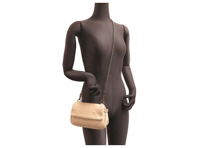 Borsa a tracolla Bottega Veneta Intrecciato con catena Grigio - vista 9