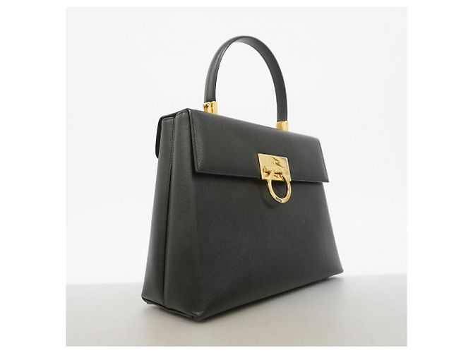 Borsa in pelle Gancini Salvatore Ferragamo Nero - vista 2