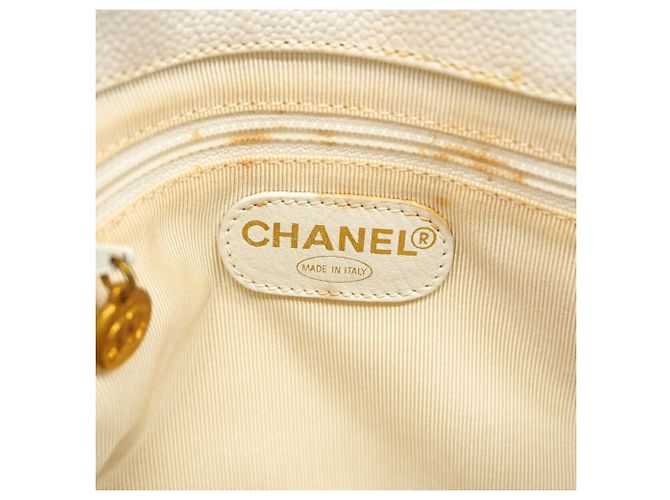 Borsa a tracolla Chanel in vitello grana bianca Bianco - vista 5