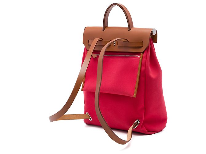 Hermès Red Toile Herbag A Dos Zip Retourne Rucksack Rot - Ansicht 2