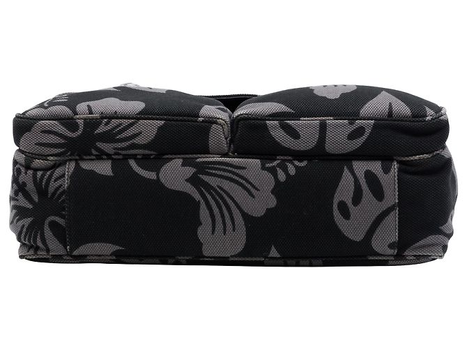 Bolsa de negócios Prada em lona cinza com estampa floral Marrom - vista 3