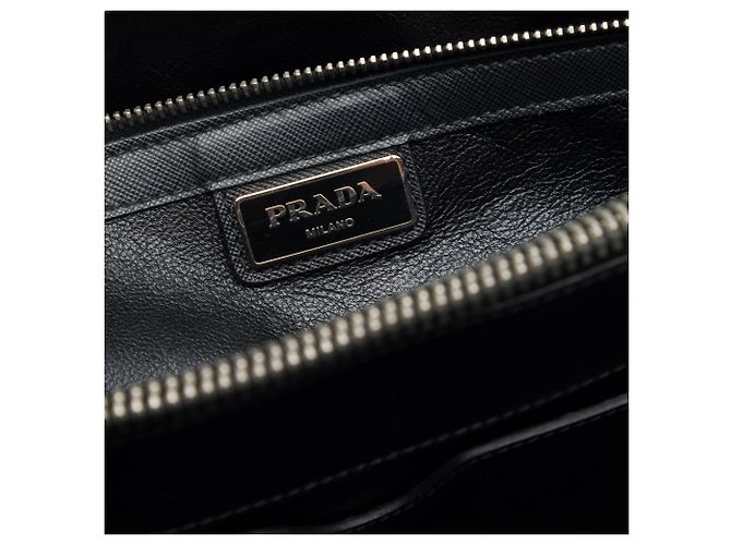 Bolsa de negócios Prada em lona cinza com estampa floral Marrom - vista 5