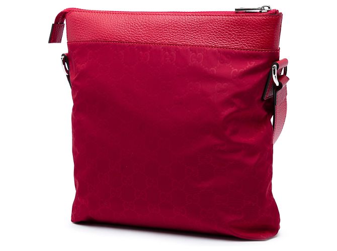 Borsa a tracolla piatta Gucci in nylon rosso GG - vista 2