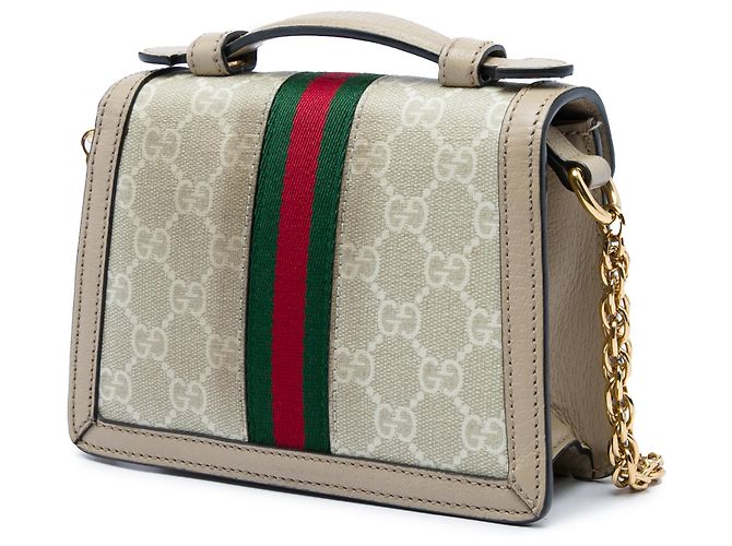 Borsa Gucci Beige Small GG Supreme Web Ophidia Top Handle - vista 2