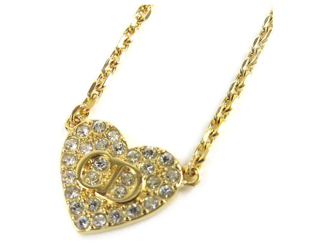 Autre Marque Collana Dior Gold Plated e Strass con Pendente Cuore Logo CD D'oro - vista 2