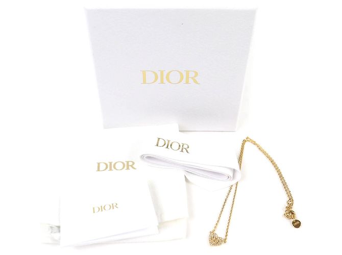 Autre Marque Collana Dior Gold Plated e Strass con Pendente Cuore Logo CD D'oro - vista 6