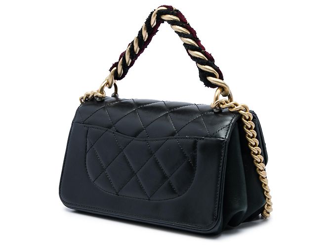 Chanel Mini Quilted Calfskin Straight Lined Flap Nero - vista 2