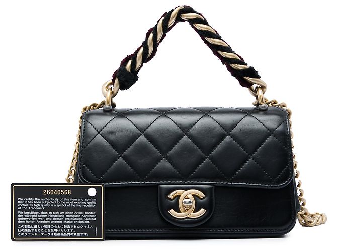 Chanel Mini Quilted Calfskin Straight Lined Flap Nero - vista 7