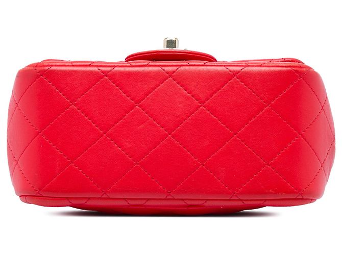 Chanel Red Mini Square Classic Lambskin Single Flap Rot - Ansicht 3