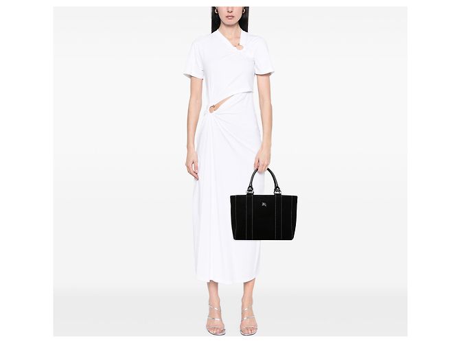 Borsa Tote Burberry in tela nera Nero - vista 6