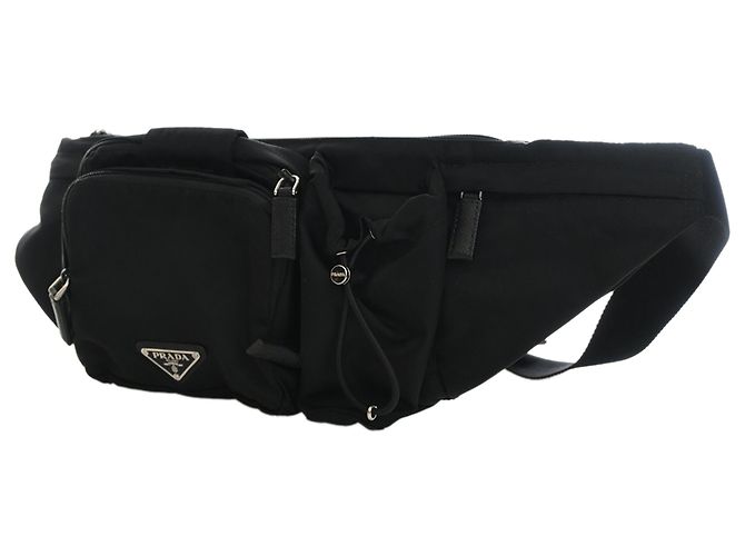 Bolso cinturón Prada en Tessuto negro con múltiples bolsillos - vista 4
