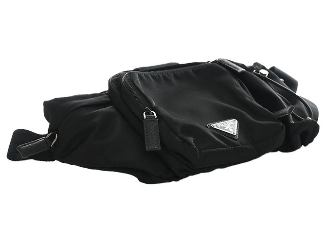 Bolso cinturón Prada en Tessuto negro con múltiples bolsillos - vista 5