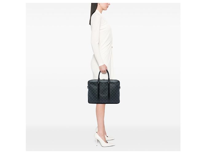 Louis Vuitton Black Damier Graphite Porte Documents Voyage PM Schwarz - Ansicht 5