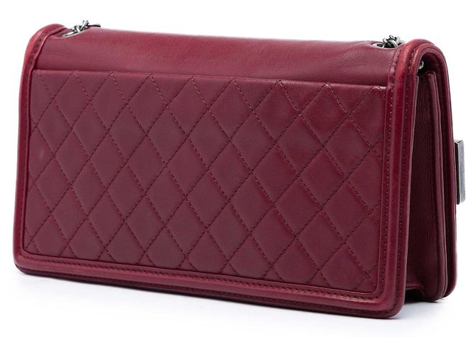 Chanel Boy Brick Horizontal Flap in pelle di agnello rossa e acrilico Rosso Bordò - vista 2
