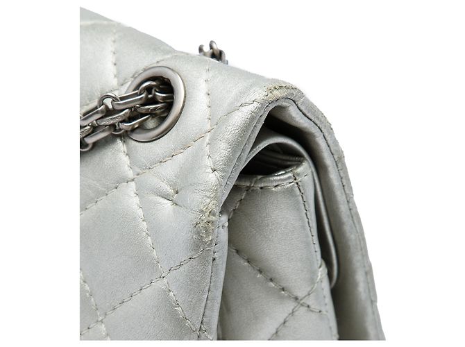 Chanel Silver Quilted Metallic Lambskin Reissue 2.55 Double Flap 226 Argento - vista 6