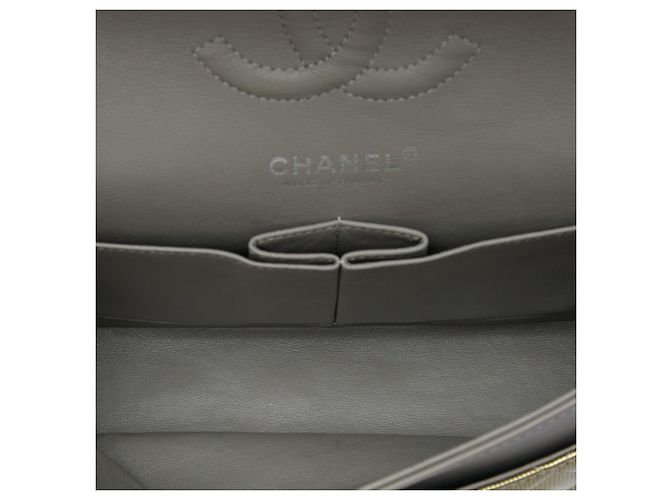 Chanel Gold Medium Classic Striated Patent Double Flap Golden - Ansicht 4