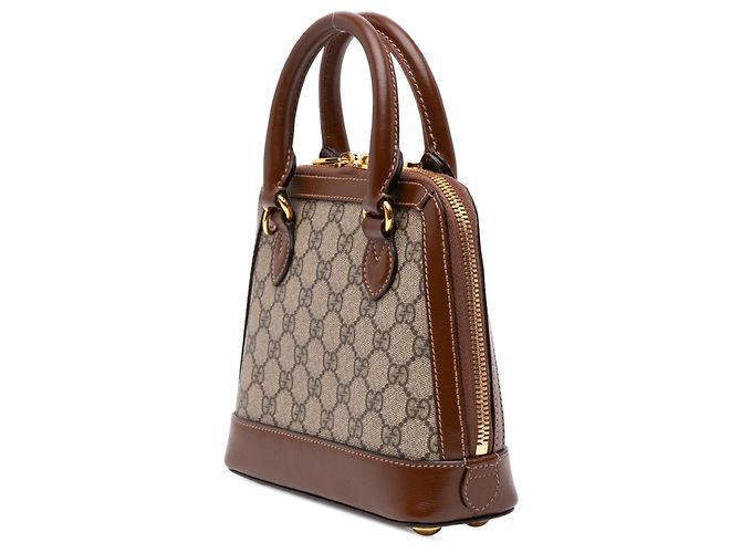 Borsa Gucci Beige Mini GG Supreme Horsebit 1955 con manico superiore - vista 2