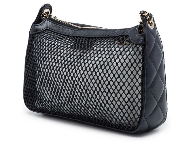 Clutch Chanel Black CC in mesh e nappa lucida con catena Nero - vista 2